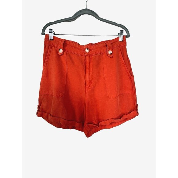 Cynthia Rowley Coral Linen Lyocell Blend Shorts 8 Coastal Resortwear Capsule Fit - Picture 1 of 9